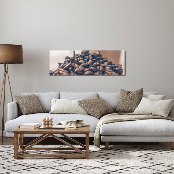 Obraz kawy (z zegarem) (90x30 cm)