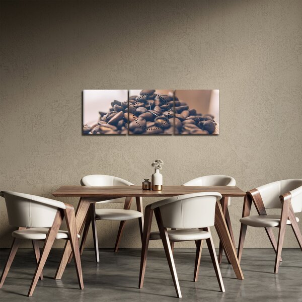 Obraz kawy (z zegarem) (90x30 cm)