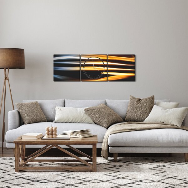 Czarny obraz (z zegarem) (90x30 cm)
