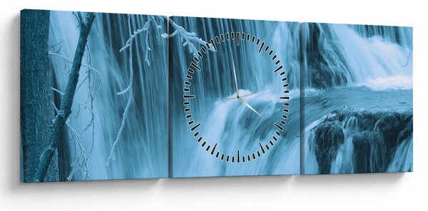 Obraz - lodowe wodospady (z zegarem) (90x30 cm)