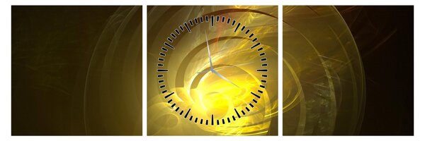 Obraz żółtej abstrakcyjnej spirali (z zegarem) (90x30 cm)