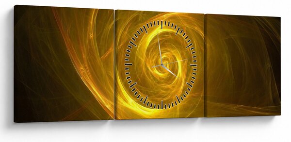 Obraz abstrakcyjnej żółtej spirali (z zegarem) (90x30 cm)
