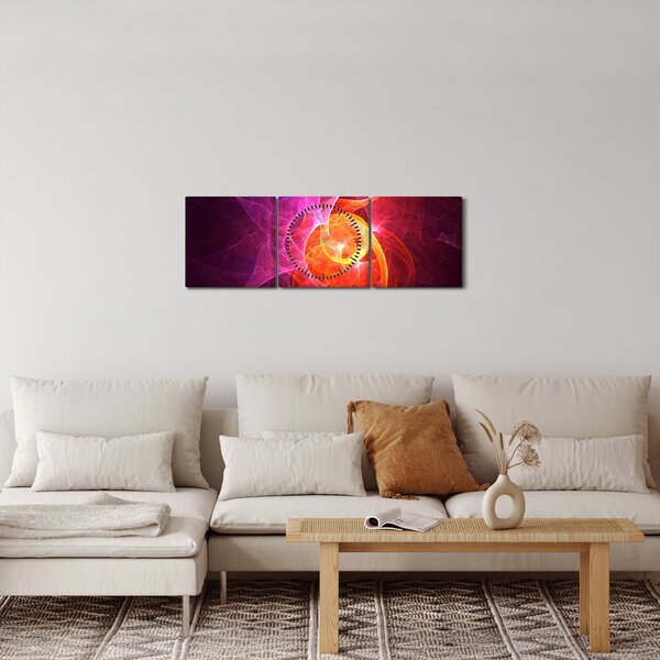 Nowoczesny abstrakcyjny obraz (z zegarem) (90x30 cm)