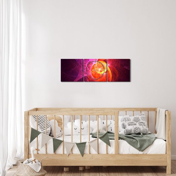 Nowoczesny abstrakcyjny obraz (z zegarem) (90x30 cm)