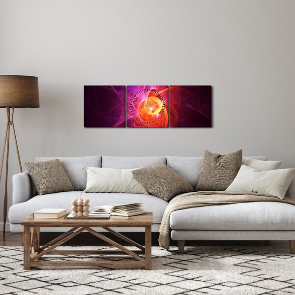 Nowoczesny abstrakcyjny obraz (z zegarem) (90x30 cm)
