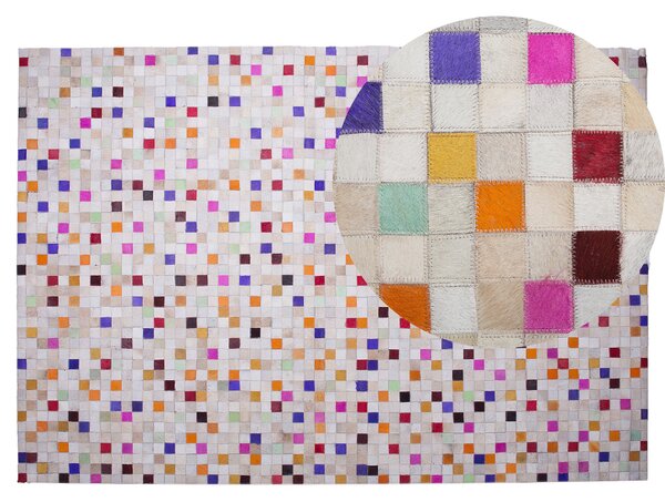 Dywan skórzany wzór patchwork 140 x 200 cm ręcznie robiony kolorowy Advan Beliani