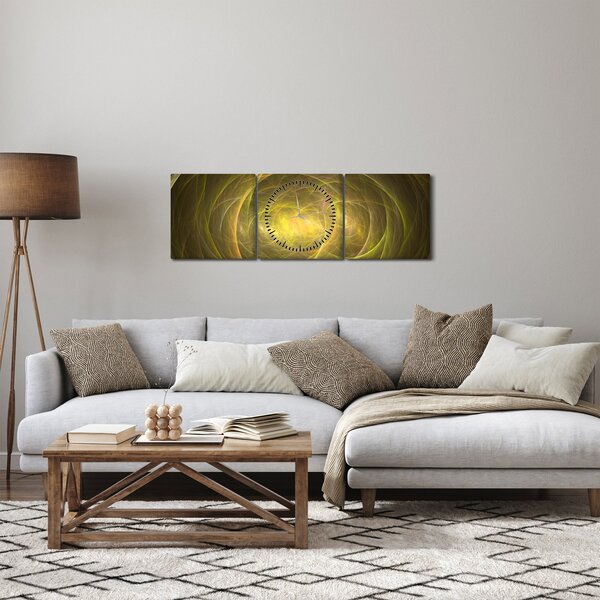 Nowoczesny abstrakcyjny obraz (z zegarem) (90x30 cm)