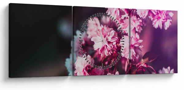Obraz kwiatów drzewa (z zegarem) (90x30 cm)