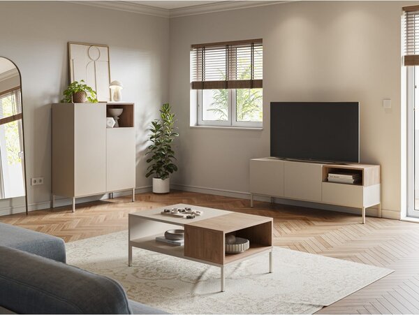 Kremowa szafka pod TV 140x55 cm Cailin – Marckeric