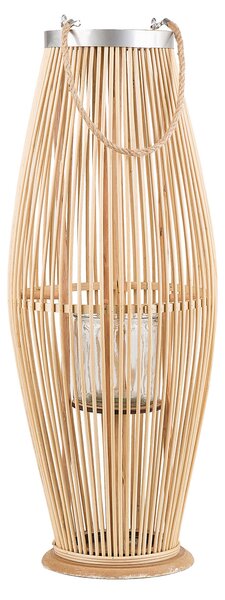 Dekoracyjny lampion latarnia bambusowy 72 cm świeca jasne drewno Tahiti Beliani