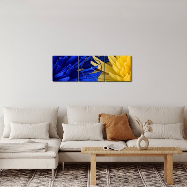 Obraz - szczegóły kwiatów (z zegarem) (90x30 cm)