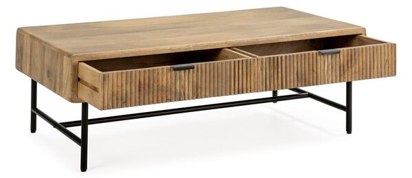Stolik z litego drewna mango w naturalnym kolorze 60x120 cm Mundra – MOME