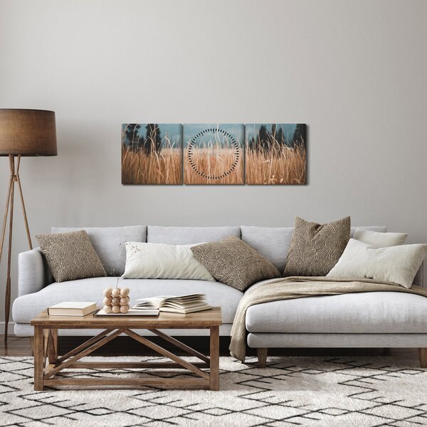 Obraz - szczegół łąki (z zegarem) (90x30 cm)