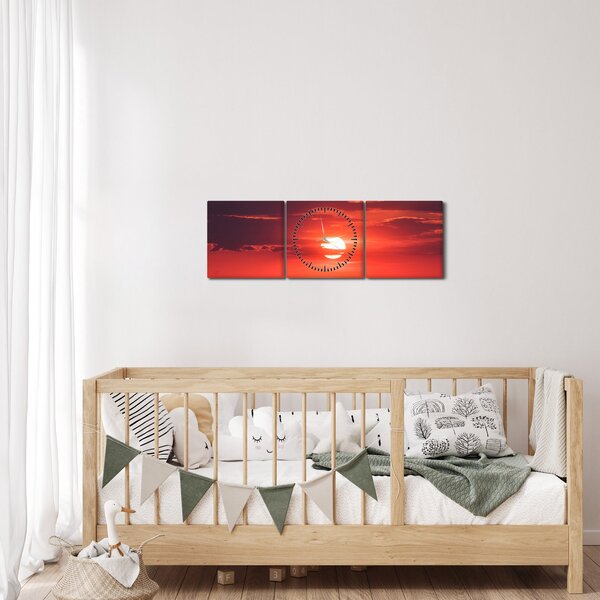 Obraz kolorowego słońca (z zegarem) (90x30 cm)