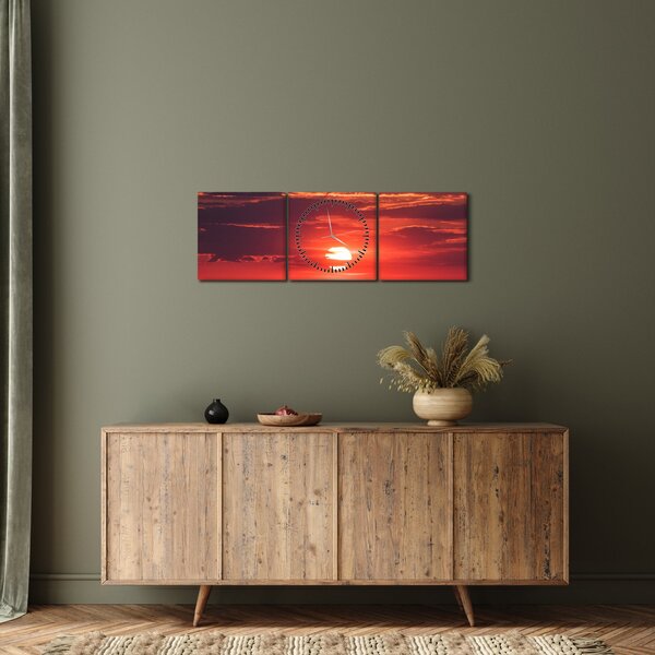 Obraz kolorowego słońca (z zegarem) (90x30 cm)