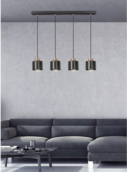 Czarna metalowa lampa wisząca 12x75 cm Olena – Candellux Lighting