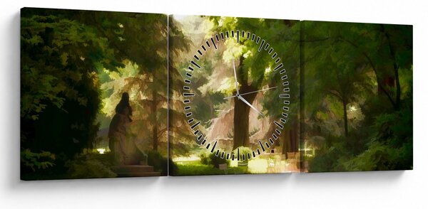 Obraz parku (z zegarem) (90x30 cm)