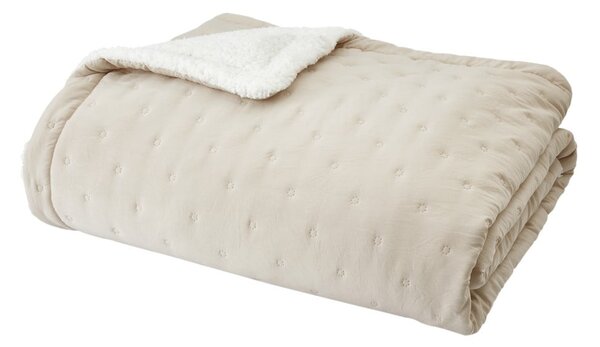 Kremowa narzuta pikowana z materiału sherpa 220x230 cm Cosy Nori – Catherine Lansfield