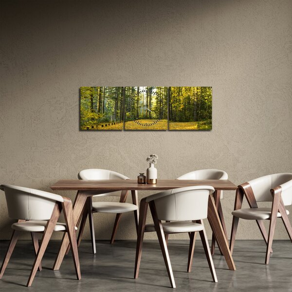 Obraz - las jesienią (z zegarem) (90x30 cm)