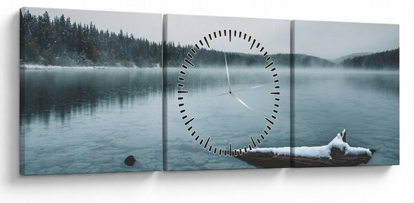 Obraz - lodowe nordyckie jezioro (z zegarem) (90x30 cm)