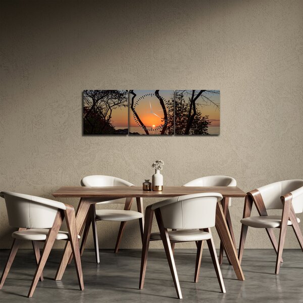 Obraz zachodu słońca (z zegarem) (90x30 cm)