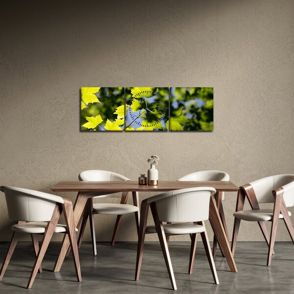 Obraz - liście klonu (z zegarem) (90x30 cm)
