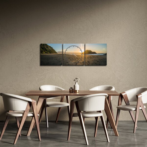 Obraz plaży (z zegarem) (90x30 cm)
