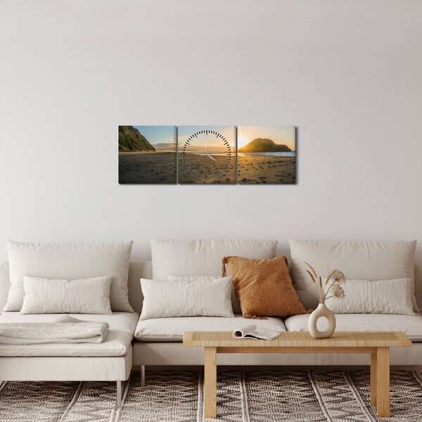 Obraz plaży (z zegarem) (90x30 cm)