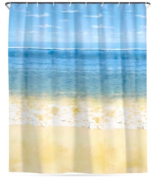 Zasłona prysznicowa haczyki wodoodporna plaża 180x180 cm