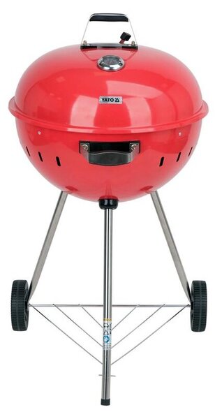 Grill ogrodowy węglowy YATO YG-20304 Zamykany, okrągły, na kółkach Czerwony
