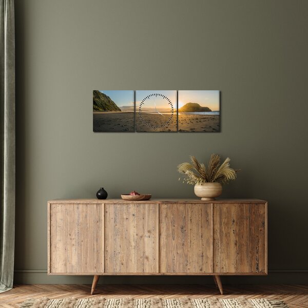 Obraz plaży (z zegarem) (90x30 cm)