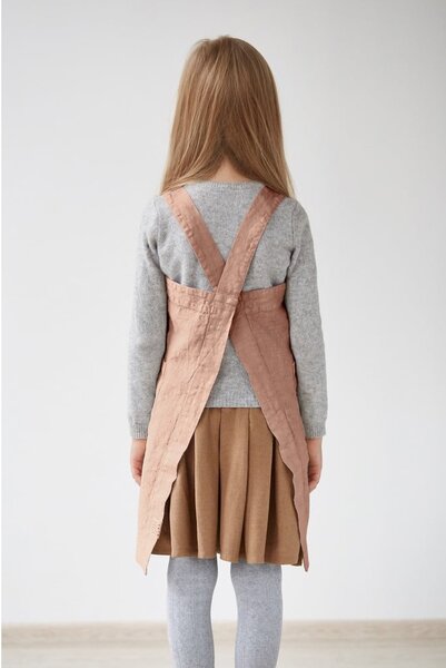 Dziecięcy pomarańczowy lniany fartuch Linen Tales Pinafore, 72x45 cm