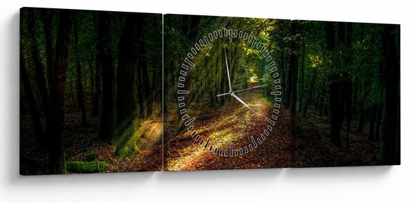 Obraz leśnej ścieżki (z zegarem) (90x30 cm)