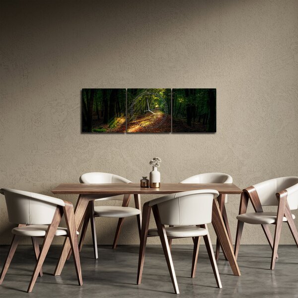 Obraz leśnej ścieżki (z zegarem) (90x30 cm)