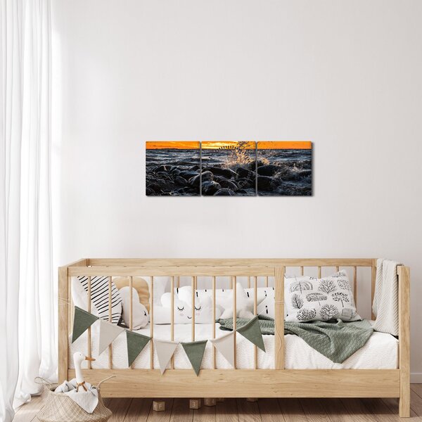 Obraz morza (z zegarem) (90x30 cm)