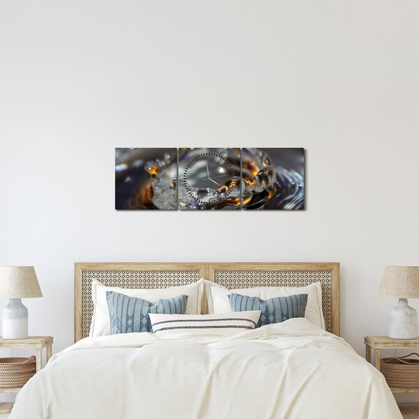Obraz bransoletki z kropel wody (z zegarem) (90x30 cm)