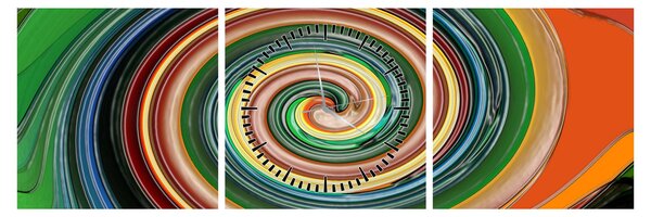 Abstrakcyjny obraz - kolorowa spirala (z zegarem) (90x30 cm)