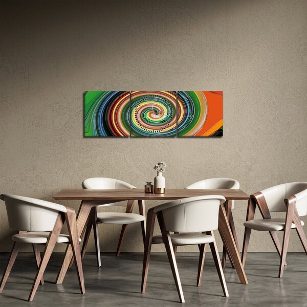 Abstrakcyjny obraz - kolorowa spirala (z zegarem) (90x30 cm)