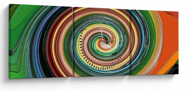 Abstrakcyjny obraz - kolorowa spirala (z zegarem) (90x30 cm)