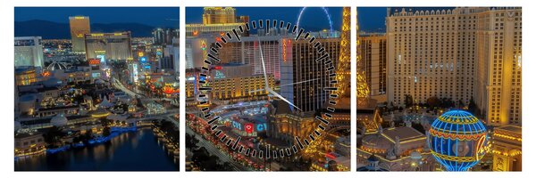 Obraz - Las Vegas (z zegarem) (90x30 cm)