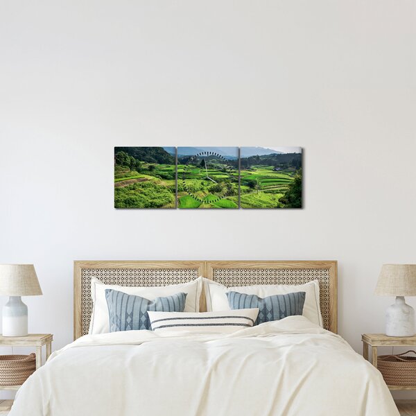 Obraz pól ryżowych (z zegarem) (90x30 cm)