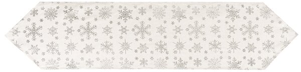 Bieżnik świąteczny „Płatki śniegu” srebrny, 32 x 140 cm