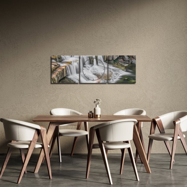 Obraz wodospadów (z zegarem) (90x30 cm)