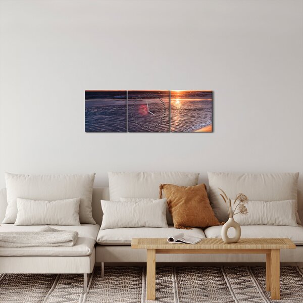 Obraz zachodu słońca (z zegarem) (90x30 cm)