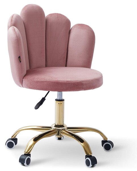 Krzesło obrotowe muszelka różowy #44 DC-6092S Złote nogi, Welur, Glamour