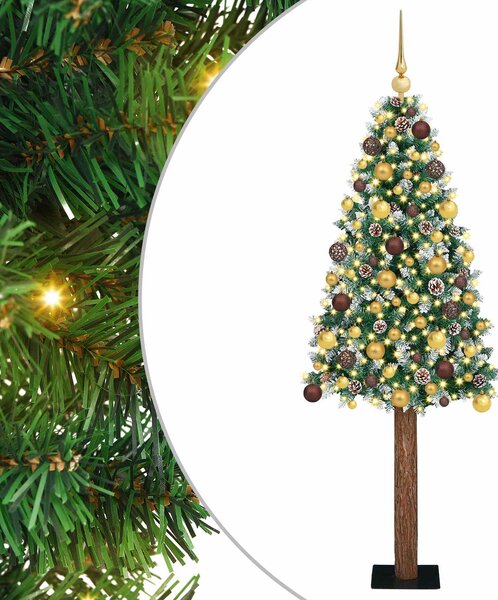 Szczupła Choinka Zielony 180 cm PVC i lite drewno sosnowe