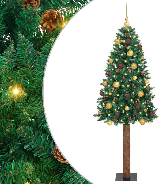 Szczupła Choinka Zielony 180 cm PVC i lite drewno sosnowe