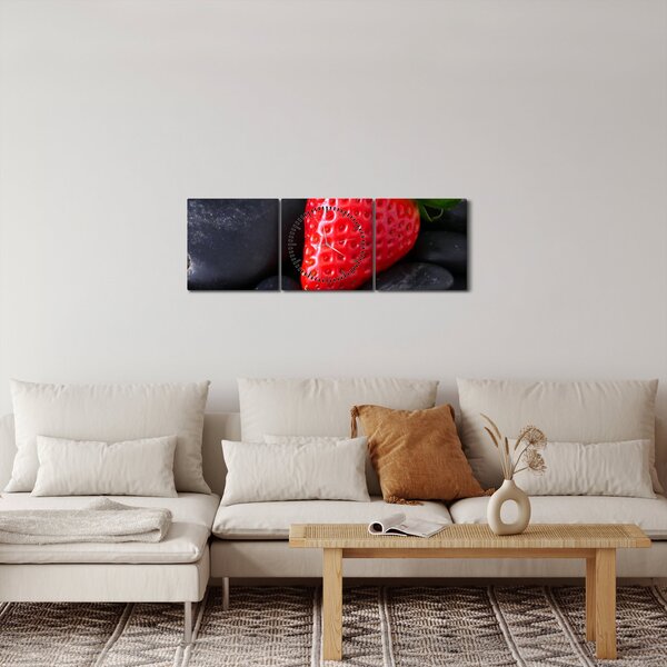 Obraz - truskawka (z zegarem) (90x30 cm)