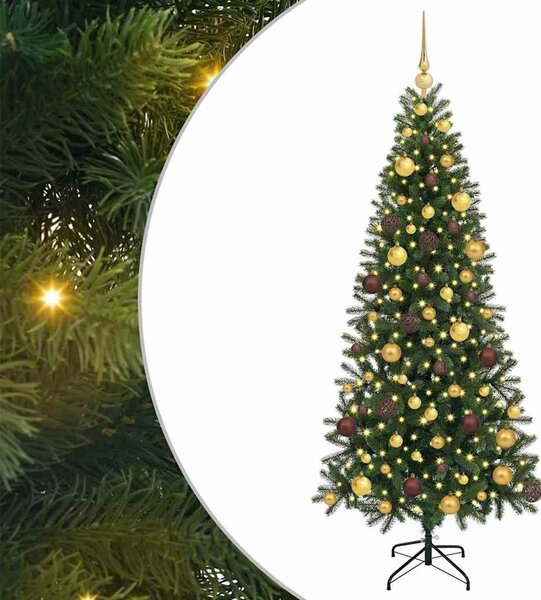 Sztuczna choinka z 300 diodami LED Zielony 180 cm PE i PVC