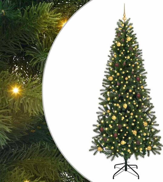 Sztuczna choinka z 300 diodami LED Zielony 240 cm PE i PVC